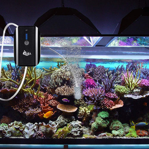 AQQA Aquarium Air Pump, Battery Rechargeable Portable Oxygen Pump for Fresh & Saltwater Tanks, 1.7 W