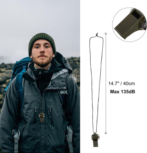 PATIKIL Emergency Whistle, 3 Pack: 3-in-1 Survival Whistles with Compass, Thermometer, and Lanyard for Outdoor
