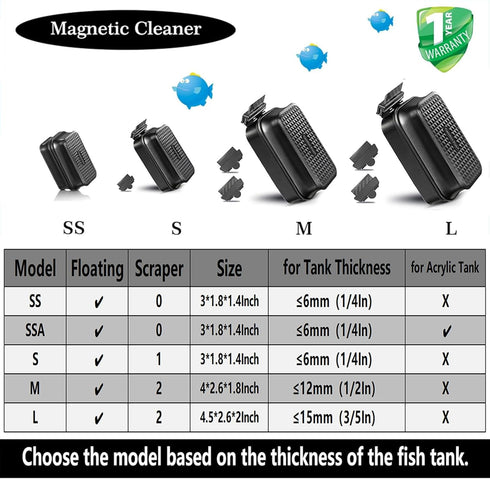Carefree Fish Aquarium Super Strong Small Magnetic Cleaner for Glass Fish Tank Magnet Brush Floating