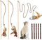3-Piece Natural Wooden Cat Teaser Wand Toy Kit, 5 Silvervine Sticks and Elastic String Cat Pole Toy with Bell and