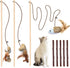 3-Piece Natural Wooden Cat Teaser Wand Toy Kit, 5 Silvervine Sticks and Elastic String Cat Pole Toy with Bell and