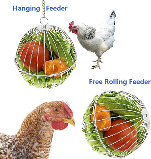 Vehomy 2PCS Chicken Treat Ball Chicken Vegetable Feeder Veggie Hanging Ball Toy for Hens