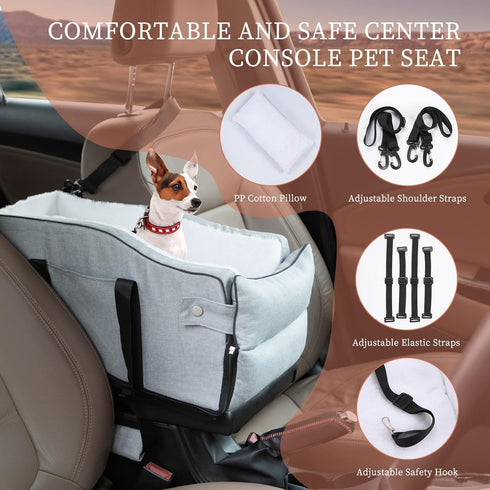 12lbs,Portable Center Console Dog Car Seat for Small Dogs Up to Middle Console Dog Booster Car Seat with Adjustable