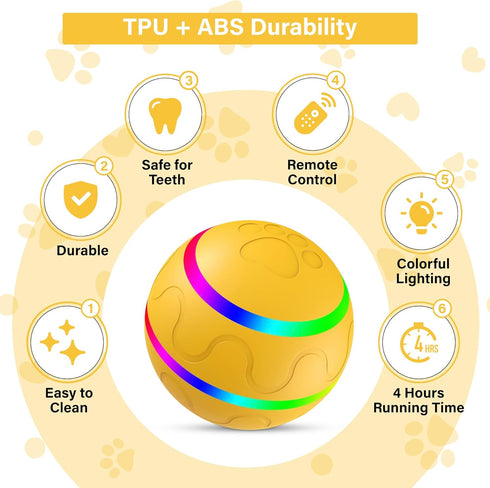 New Interactive Dog Toy Ball with Remote Control, Self Rolling USB Rechargeable Ball