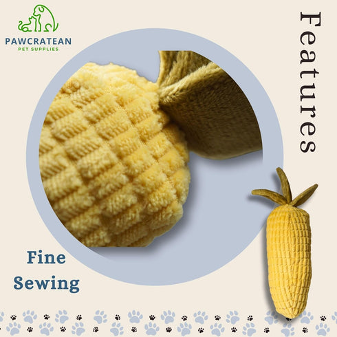 7" Plush Squeaky Toy for Small Dogs - Soft and Washable Corn Design