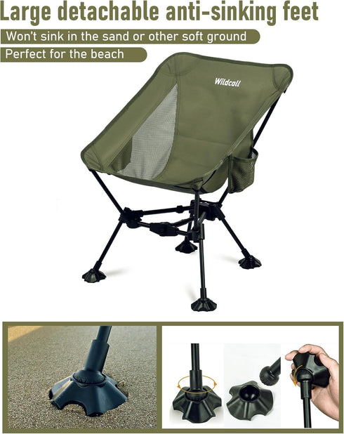 WildCall Compact Folding Beach Chair with Anti-Sink Feet