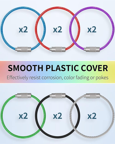 Uniclife 4 Inch/6 Inch Wire Keychain Cable - Large Stainless Steel Key Ring Loop Holder for Luggage Tag Keeper