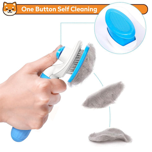 Dog & Cat Brush: Self Cleaning Slicker Brush for Pets, Upgraded Dog Brush for Shedding, Massaging, Grooming