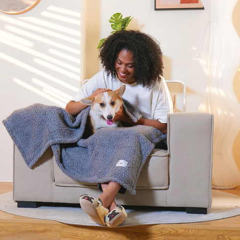 1 Pack 3 Calming Blankets - Fluffy Premium Fleece Pet Blanket - Soft Sherpa Throw for Dog Puppy Cat (Beige/Black/Grey,