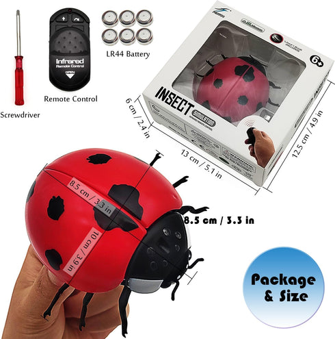 Remote Control Realistic Ladybug Toy - Fun Pet Teasing Prank