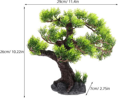 11.41 10.23 2.75 Inches, BESPORTBLE Bonsai Tree for Aquarium, Resin Fish Tank Landscape Decoration, Simulated Green