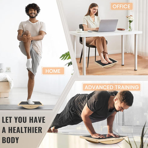 Professional Balance Board for Adults - Anti-Slip 350LBS Wobble Board for Physical Therapy Standing Desk Core Strength