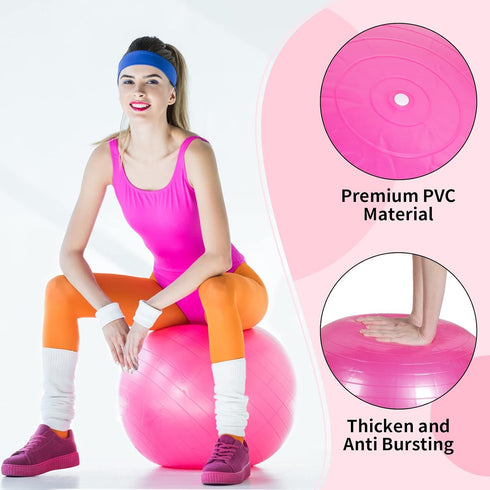Jerify 3 Pcs Inflatable Yoga Ball for Pregnancy and Pilates with Pump and Plug for Fitness Stability Balance