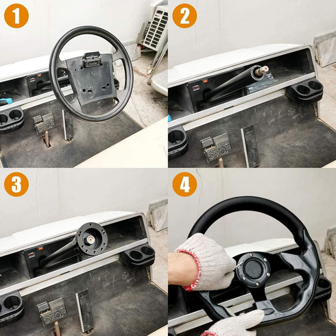 MOSNAI Golf Cart Steering Wheel or Adapter - Fits Club Car EZGO Yamaha, Universal D Shape Design