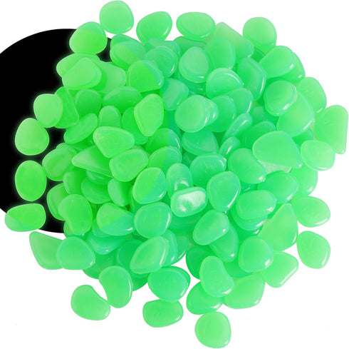 150 PCS Luminous Stones - Green Glow Rocks for DIY Aquarium Fish Tank, Garden Path, and Lawn Decor