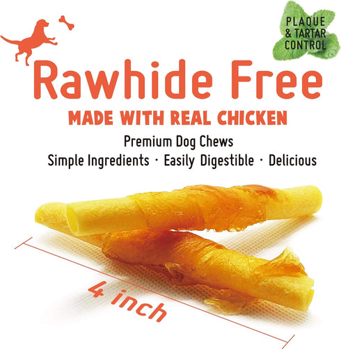 Chicken Wrapped Dog Bone Treat Sticks with Turmeric, Easy to Digest, Non-Rawhide Chew Treats 15pcs/Pack
