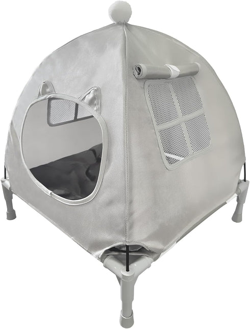 Love&go Elevated Dog Bed with Metal Frame, Cooling Raised Cot for Dog and Cat (Small-18.5x18.5x5.5 inch, Grey)