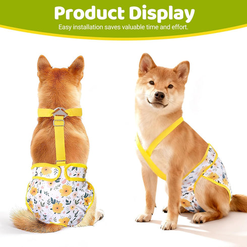 CZMIYRPY 3 Pack Washable Dog Diapers Female with Suspenders Diaper for Dogs Reusable Dog Diapers Dog Period Panties