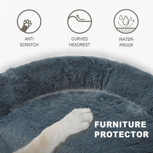Tinaco Luxurious Calming Dog/Cat Bed Mats, Washable Removable Couch Cover, Plush Long Fur Mat for Pets (Dark Gray, L)