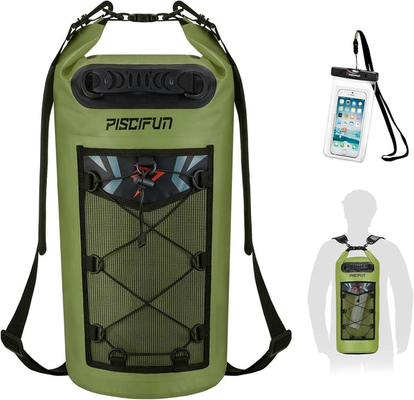 Piscifun Waterproof Floating Backpack, Dry Bag 5L/10L/20L/30L/40L with Waterproof Phone Case