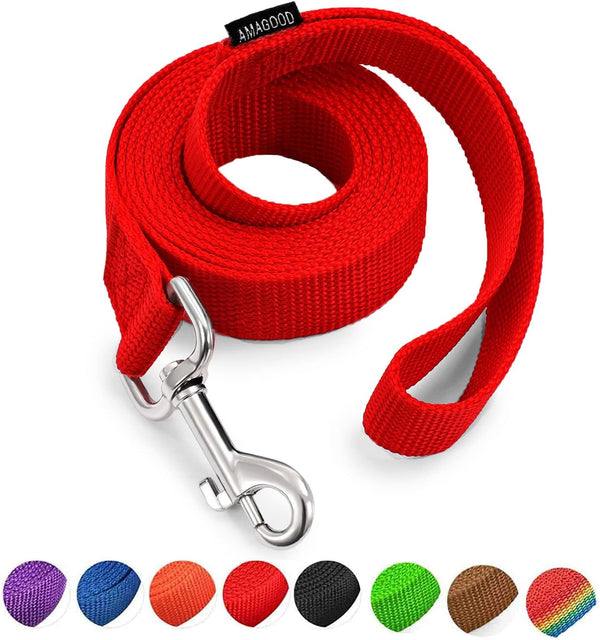 AMAGOOD 6 FT Puppy/Dog Leash, Strong and Durable with Easy to Use Collar Hook (Red, Pack of 1)