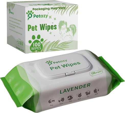 Dog Wipes for Paws, Butt, Ears, Eyes - Organic Hypoallergenic Lavender Scented Wipes, 100 Count