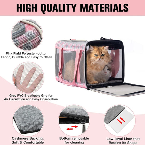 EXPAWLORER Cat Carrier Large, Soft-Sided Top Load Travel Carrier for Medium Cats Under 25, Airline Approved