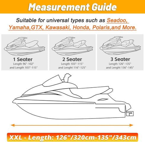 XYZCTEM Trailerable Jet Ski Cover, Waterproof Oxford Fabric, Fits Seadoo, Yamaha, GTX, Kawasaki, Honda