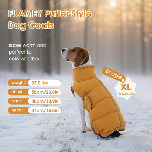 FUAMEY Dog Puffer Jacket for Small Dogs,Dog Cold Weather Coats Winter Dogs Down Jackets Waterproof Pet Snowsuits Warm