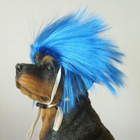 Tangpan Dog Pet High Temperature Wire Wig - Blue Short Style