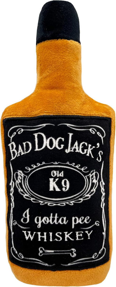 Huxley & Kent Bad Dog Jack's Whiskey Small Funny Dog Toy, Power Plush with Squeaker