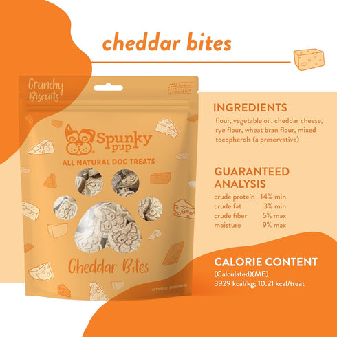 Spunky Pup Every Day Biscuit Dog Treats: All-Natural Cheddar Flavor, 24 oz Resealable Pouch for Training or Snacking