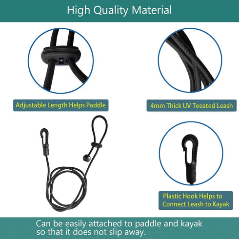 Kayak Paddle Leash, Fishing Rod Paddle Leash, Stretchable Strap Lanyard Rope for Kayaking, Boating, Fishing Pole, 4Pcs