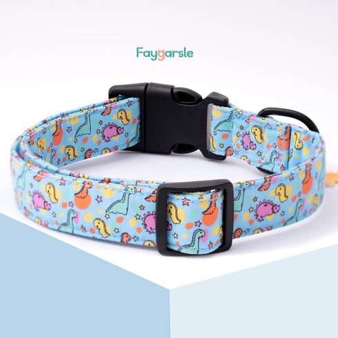 Faygarsle Dog Collar for Small Medium Large Dogs, Cute Blue Dinosaur Patterned Collars for Summer Spring