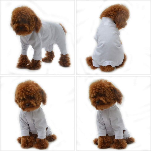 Lovelonglong Four Feet Dog Lightweight Pajamas, Pure Cotton Dog Jumpsuits T-Shirt for Large Medium Small Dogs (White S)