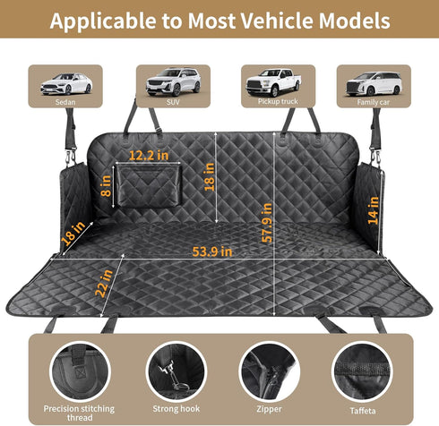 Viaviat Extender,600D 100% Hammock, Dog Car Seat Cover,Pets Back Seat Heavy Durable Waterproof Scratchproof Soft Dogs