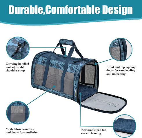 GOOPAWS 19" 11" 11" Soft-Sided Kennel Pet Carrier for Small Dogs, Cats, Puppy, Airline Approved Cat Carriers Dog