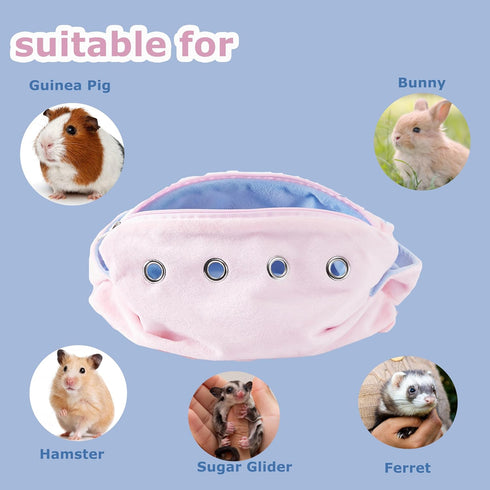 Set) Meow&Woof Sugar Glider Bonding Pouch Bundle Small Pet Carrier Bag Sling with Strap (Blue + Pink Critter Cuddler
