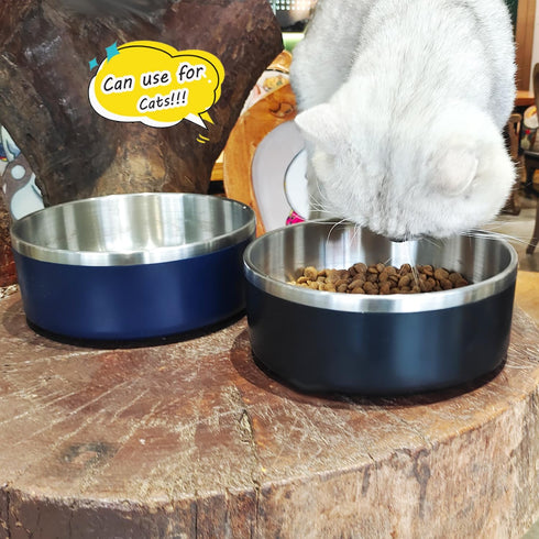 LIHONG Dog Bowls, Stainless Steel Non-Slip Dog Bowls for Small Medium Dogs, Insulated Pet Bowl for Food and Water