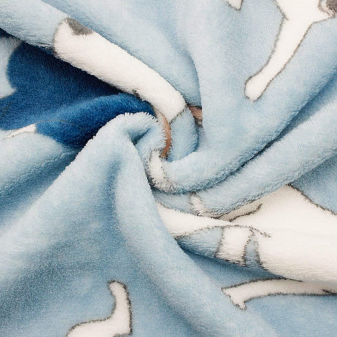 Fluffy Flannel Fleece Pet Dog Bed Throw Blanket Cover for Couch - 29.5 x 39.5 Inches - Cute Animals Design (Light Blue,