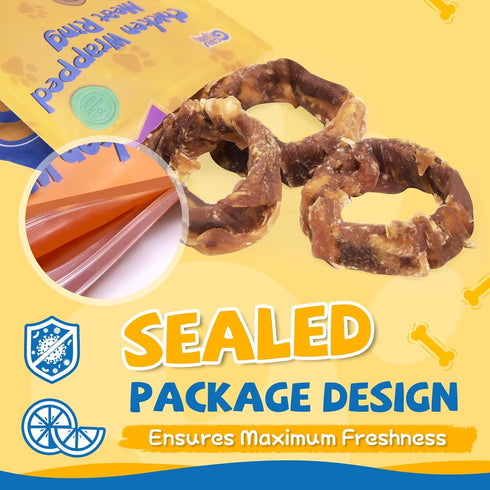 gazeupon Dog Treats, Chicken Wrapped Meat Ring, Made with Real Chicken and Beef, Healthy Dog Chews for Large Breed