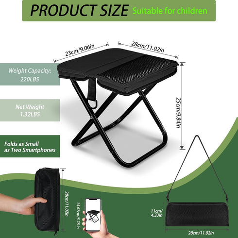 Posyra Backpack 220LBS Setup Foldable Stool, Portable Stool & Pocket Chair for Camping Hiking, Capacity Ultralight