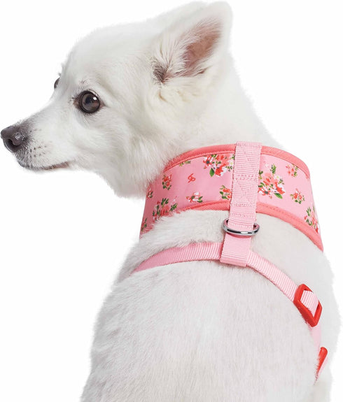 Blueberry Pet Soft & Comfy Floral Rose Dog Harness Vest, Baby Pink, Chest Girth 19.5" - 26", Medium