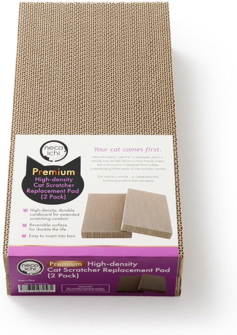 Necoichi Cardboard Cat Scratcher Bed for Indoor Cats, Cat Scratching Board (16" Regular, Replacement 2 Pads)
