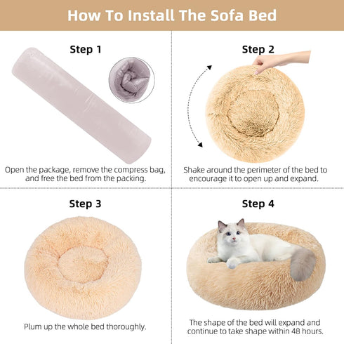 Nisrada Cat Beds for Indoor Cats, 20 Inch Dog Bed for Small Medium Large Dogs, Washable Round Pet Bed for Puppy and