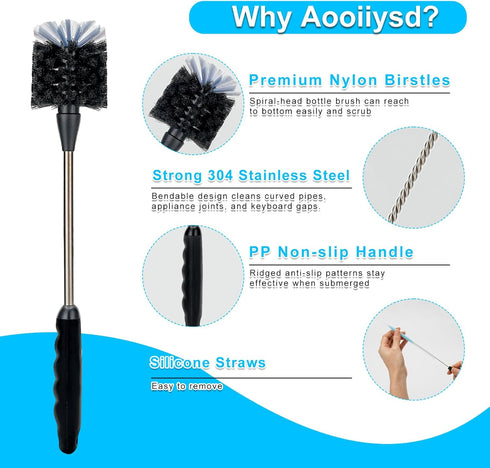 4 Pack Set, 3 1 Bottle Cleaner Including Long Water Bottle Clean, Straw Clean and in Multi Functions Clean, Suitable
