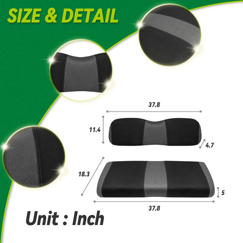 Golf Cart Front Seat Cover for Club Car DS (2000.5 and Up) - Durable Polyester Fabric, Breathable Washable Seat Cover