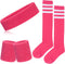 ONUPGO 5 Pieces Sweatbands Striped Socks Set,Sports Headband Wristbands High Tube Socks