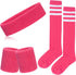 ONUPGO 5 Pieces Sweatbands Striped Socks Set,Sports Headband Wristbands High Tube Socks