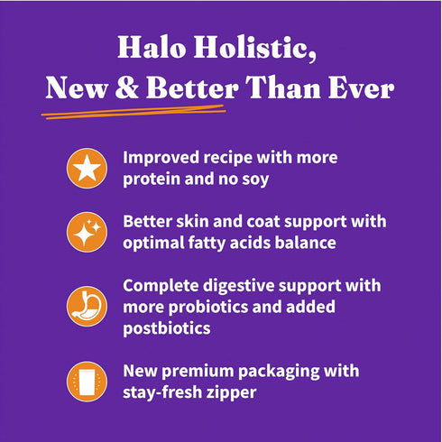 Halo Holistic Dog Food, Complete Digestive Health, Cage-Free Chicken and Brown Rice Recipe, 3.5-lb Bag